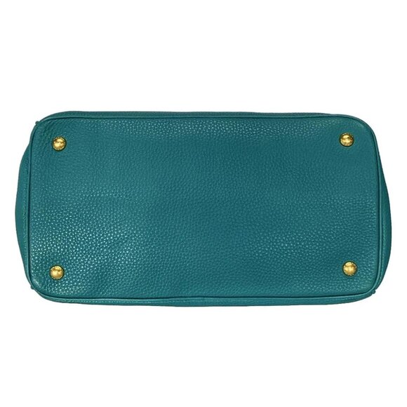 Auth PRADA Turquoise Leather Tote Bag - Picture 3 of 14